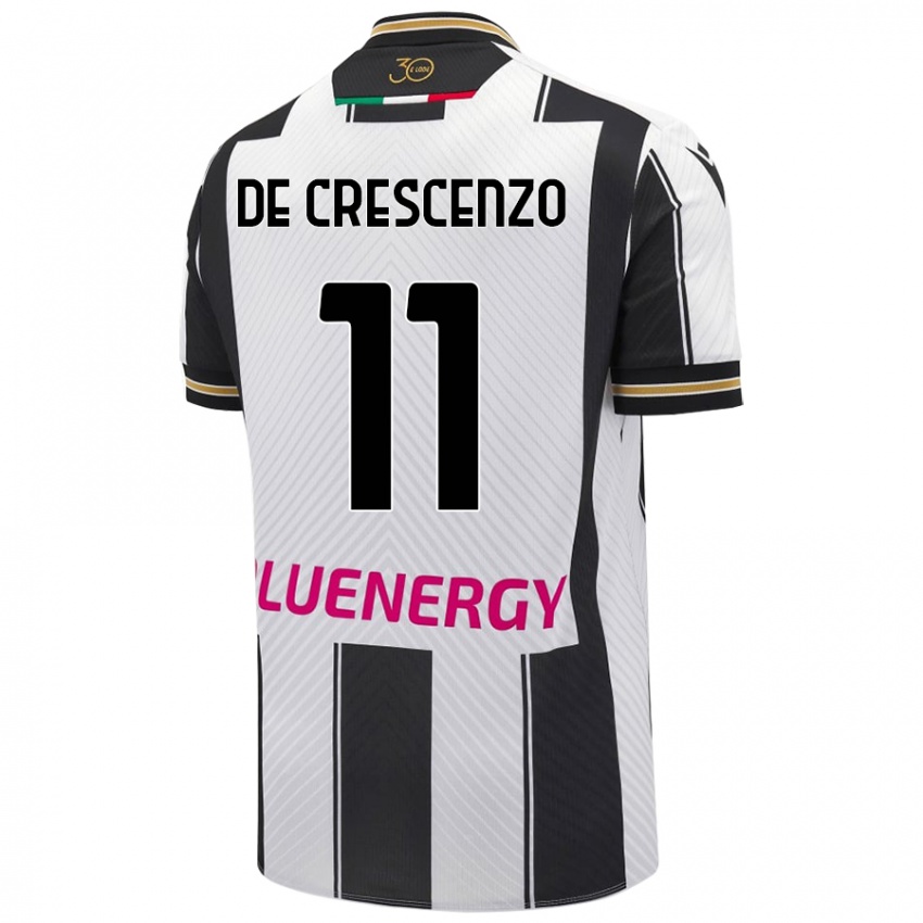 Niño Camiseta Marco De Crescenzo #11 Blanco Negro 1ª Equipación 2024/25 La Camisa México