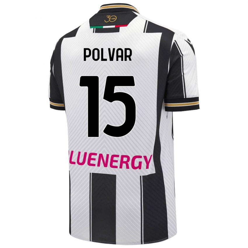 Niño Camiseta Francesco Polvar #15 Blanco Negro 1ª Equipación 2024/25 La Camisa México