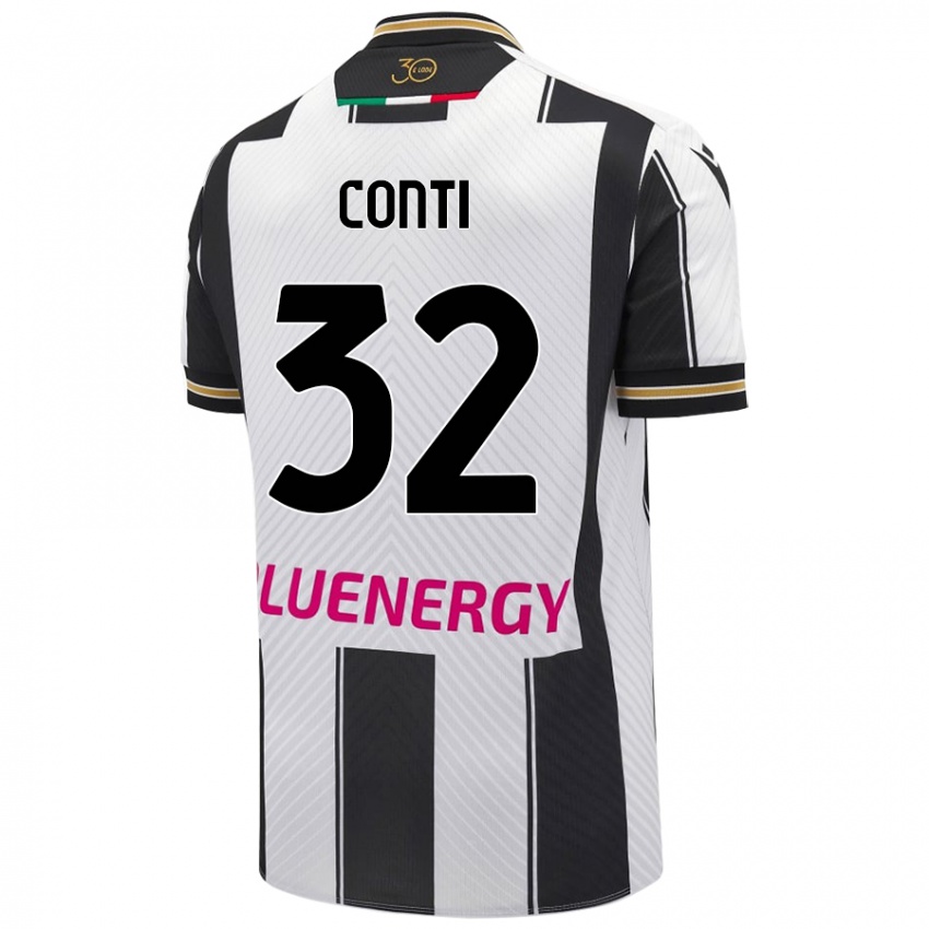 Niño Camiseta Manuel Conti #32 Blanco Negro 1ª Equipación 2024/25 La Camisa México