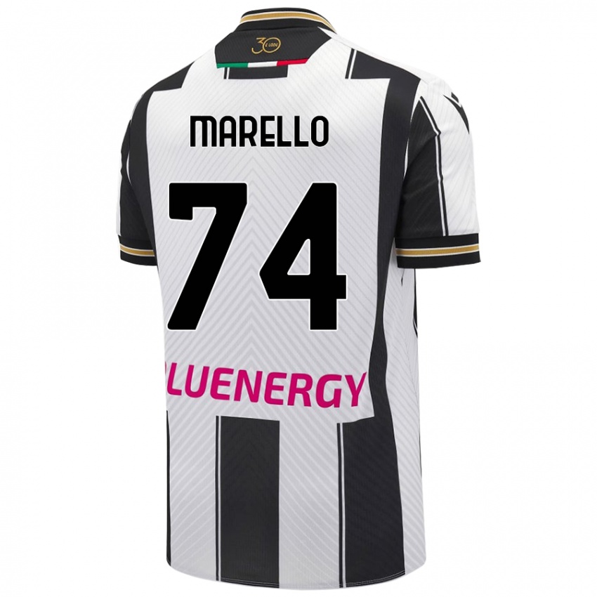 Niño Camiseta Mattia Marello #74 Blanco Negro 1ª Equipación 2024/25 La Camisa México