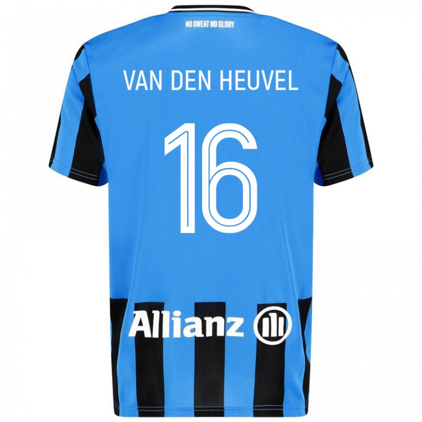 Niño Camiseta Dani Van Den Heuvel #16 Azul Cielo Negro 1ª Equipación 2024/25 La Camisa México