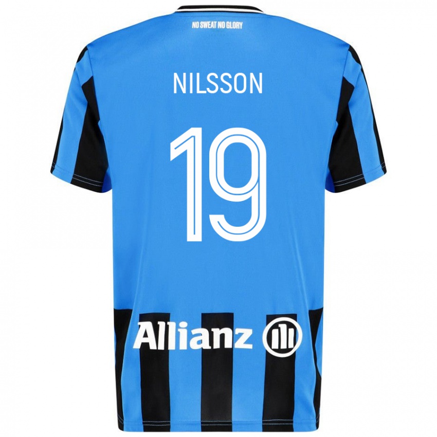 Niño Camiseta Gustaf Nilsson #19 Azul Cielo Negro 1ª Equipación 2024/25 La Camisa México