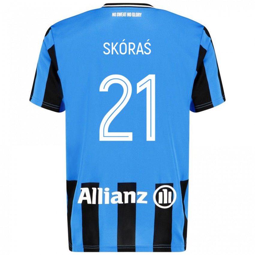 Niño Camiseta Michal Skoras #21 Azul Cielo Negro 1ª Equipación 2024/25 La Camisa México