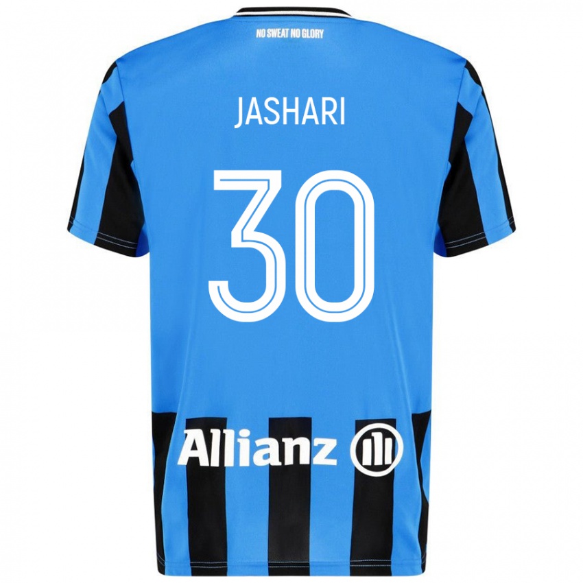 Niño Camiseta Ardon Jashari #30 Azul Cielo Negro 1ª Equipación 2024/25 La Camisa México