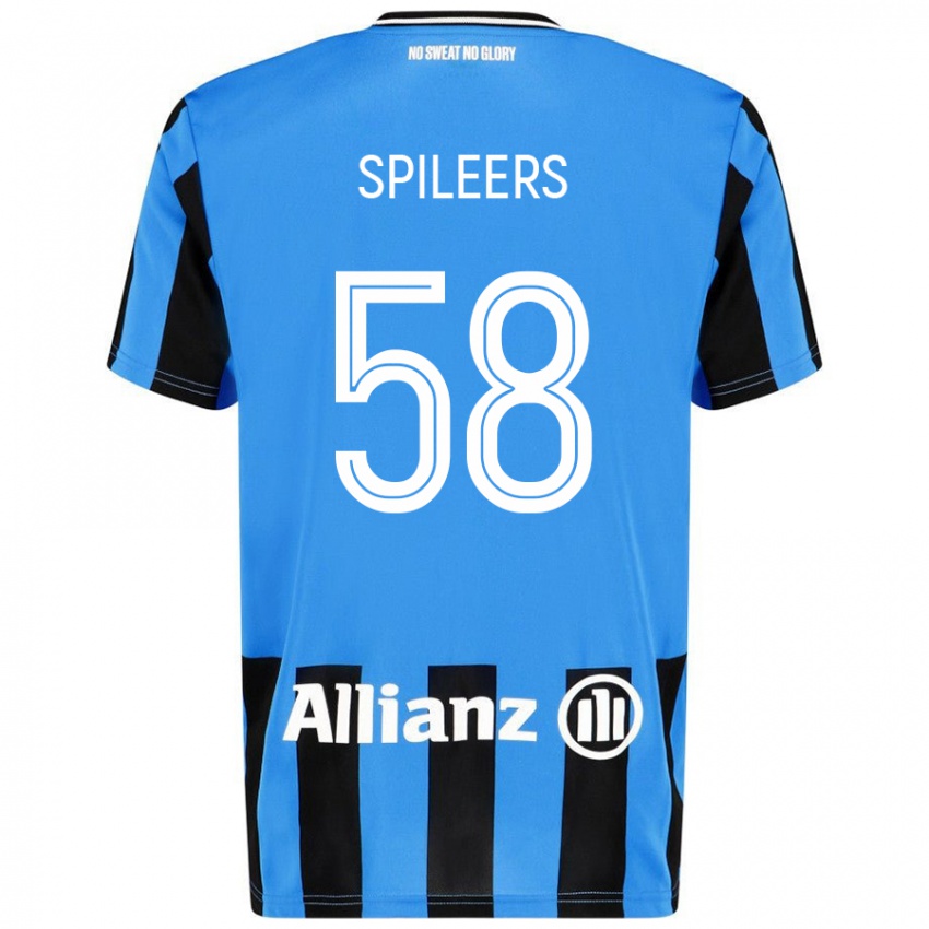 Niño Camiseta Jorne Spileers #58 Azul Cielo Negro 1ª Equipación 2024/25 La Camisa México