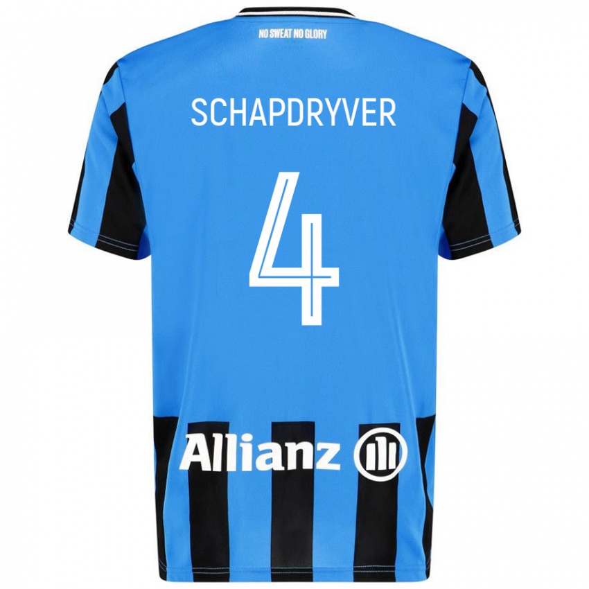 Niño Camiseta Emely Schapdryver #4 Azul Cielo Negro 1ª Equipación 2024/25 La Camisa México