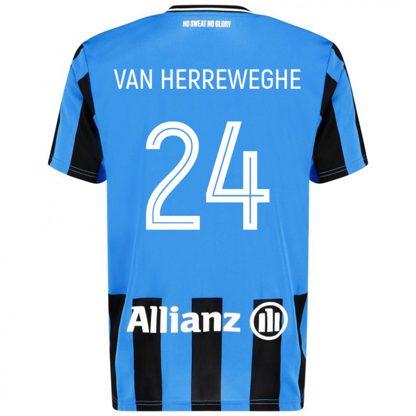 Niño Camiseta Febe Van Herreweghe #24 Azul Cielo Negro 1ª Equipación 2024/25 La Camisa México