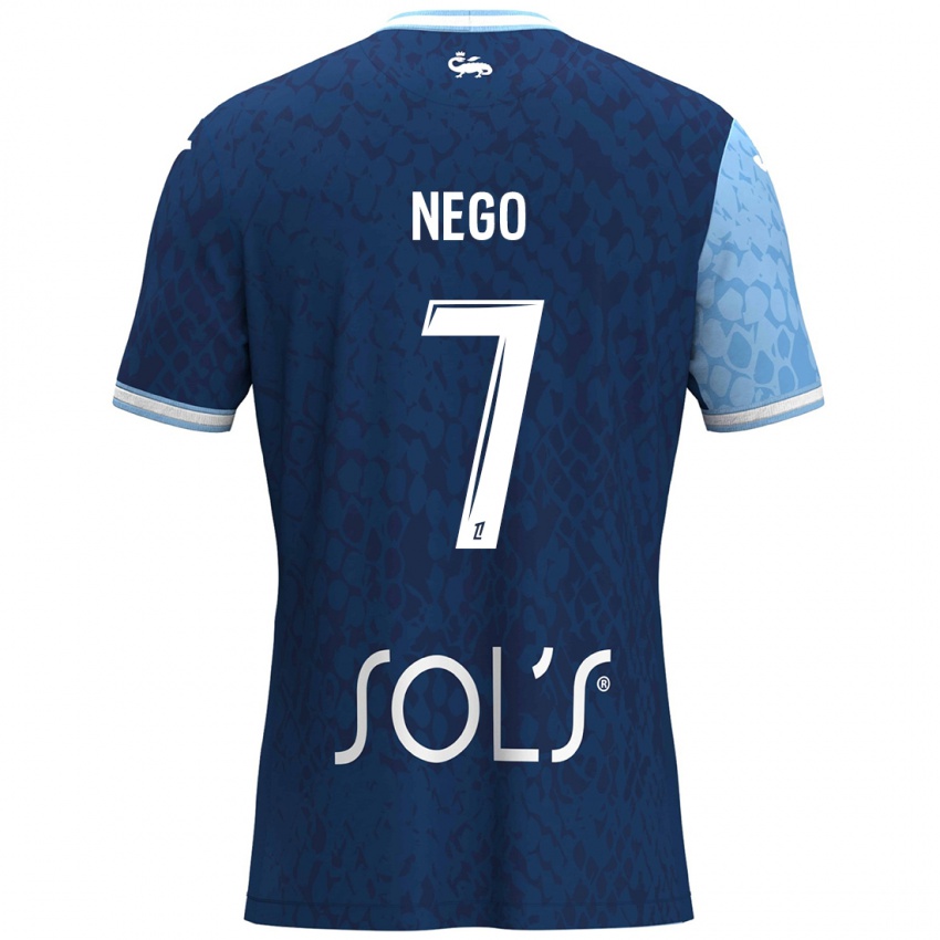 Niño Camiseta Loïc Nego #7 Azul Cielo Azul Oscuro 1ª Equipación 2024/25 La Camisa México