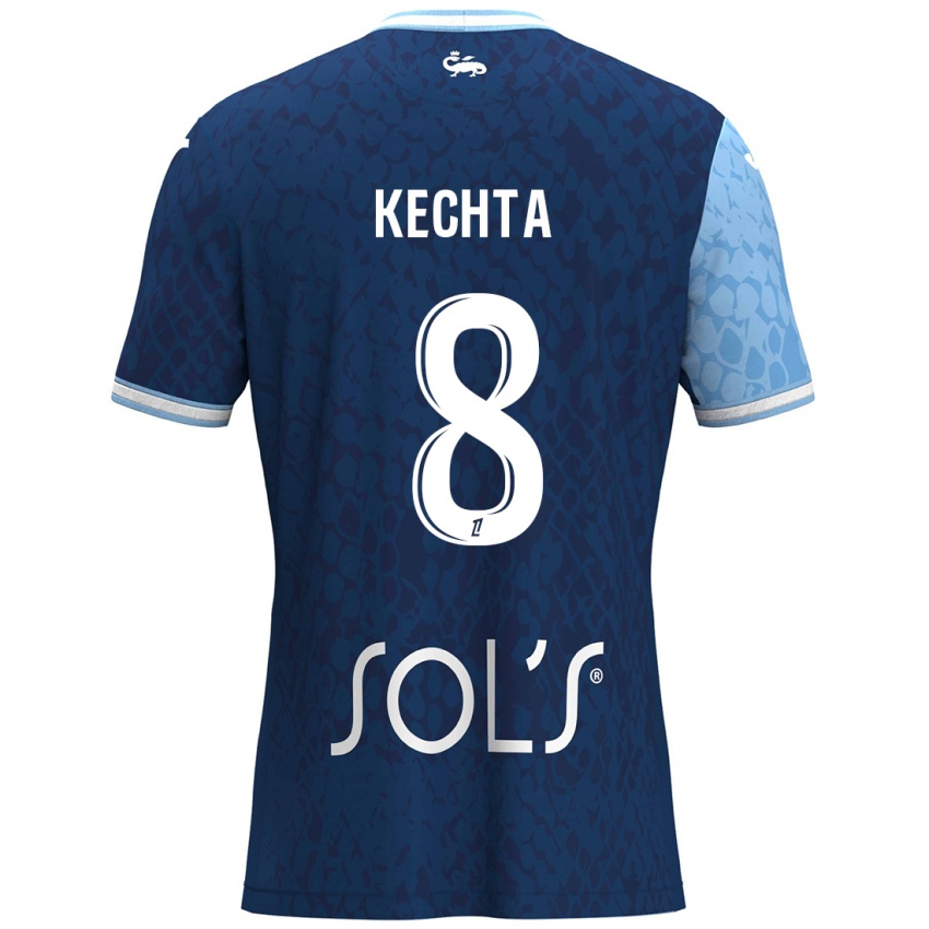 Niño Camiseta Yassine Kechta #8 Azul Cielo Azul Oscuro 1ª Equipación 2024/25 La Camisa México