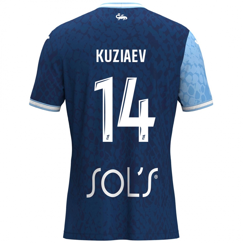 Niño Camiseta Daler Kuzyaev #14 Azul Cielo Azul Oscuro 1ª Equipación 2024/25 La Camisa México