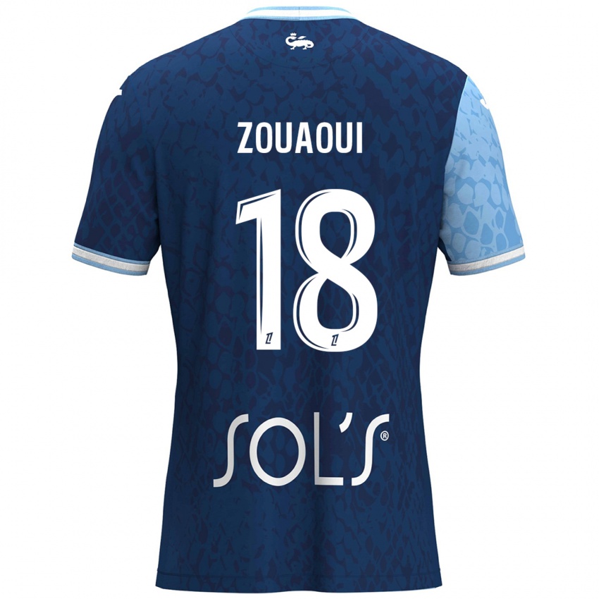 Niño Camiseta Yanis Zouaoui #18 Azul Cielo Azul Oscuro 1ª Equipación 2024/25 La Camisa México