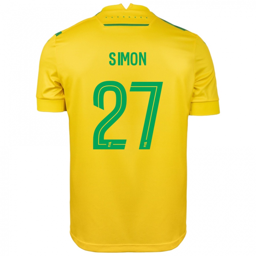 Niño Camiseta Moses Simon #27 Amarillo Verde 1ª Equipación 2024/25 La Camisa México