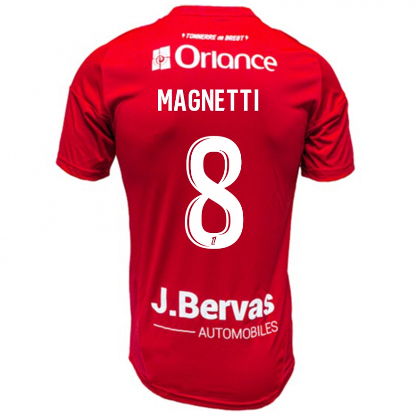 Niño Camiseta Hugo Magnetti #8 Rojo Blanco 1ª Equipación 2024/25 La Camisa México