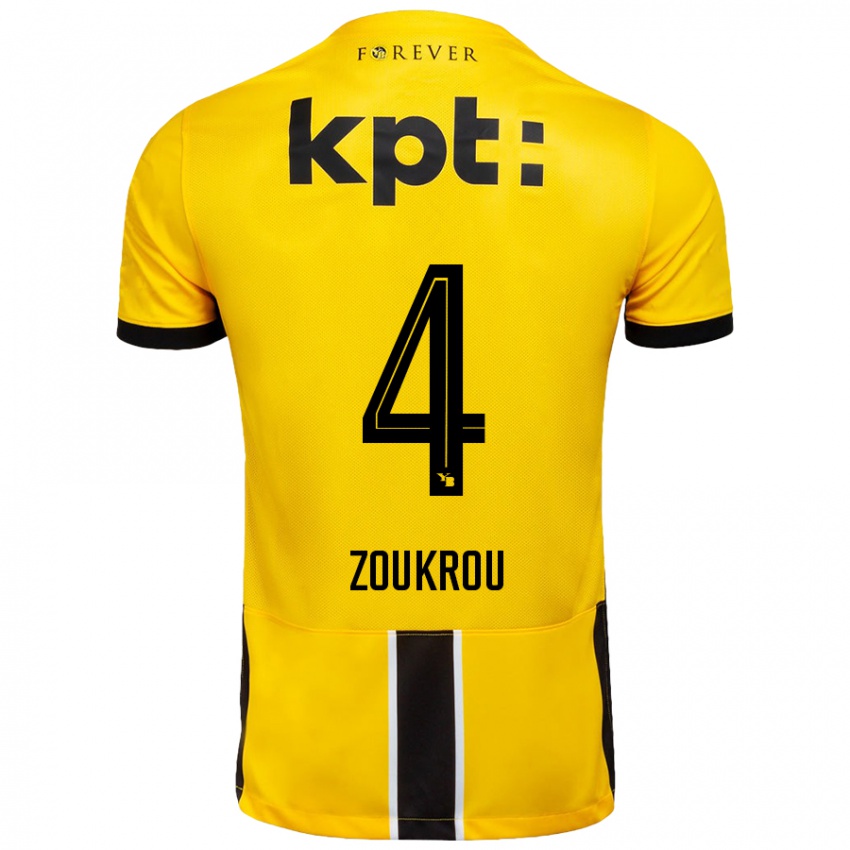 Niño Camiseta Tanguy Zoukrou #4 Amarillo Negro 1ª Equipación 2024/25 La Camisa México