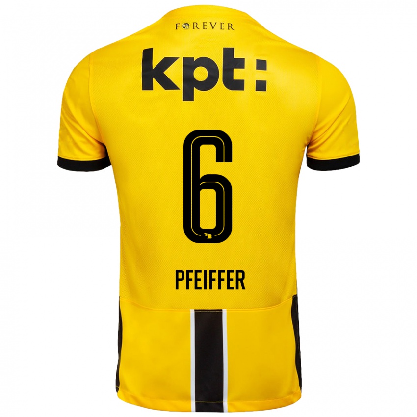 Niño Camiseta Patric Pfeiffer #6 Amarillo Negro 1ª Equipación 2024/25 La Camisa México