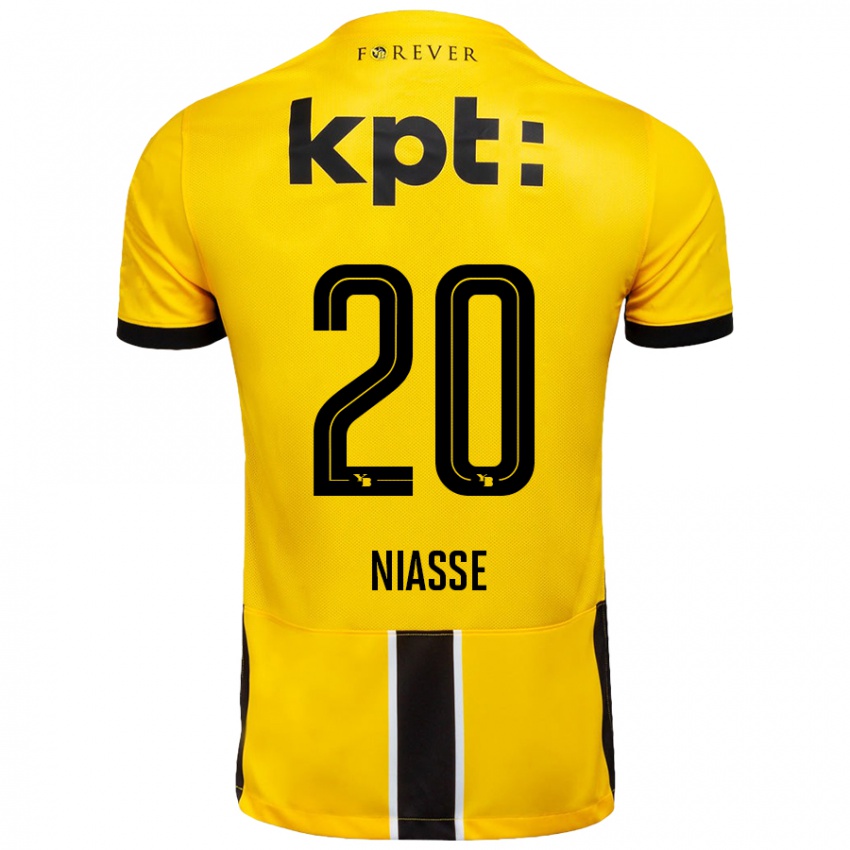 Niño Camiseta Cheikh Niasse #20 Amarillo Negro 1ª Equipación 2024/25 La Camisa México