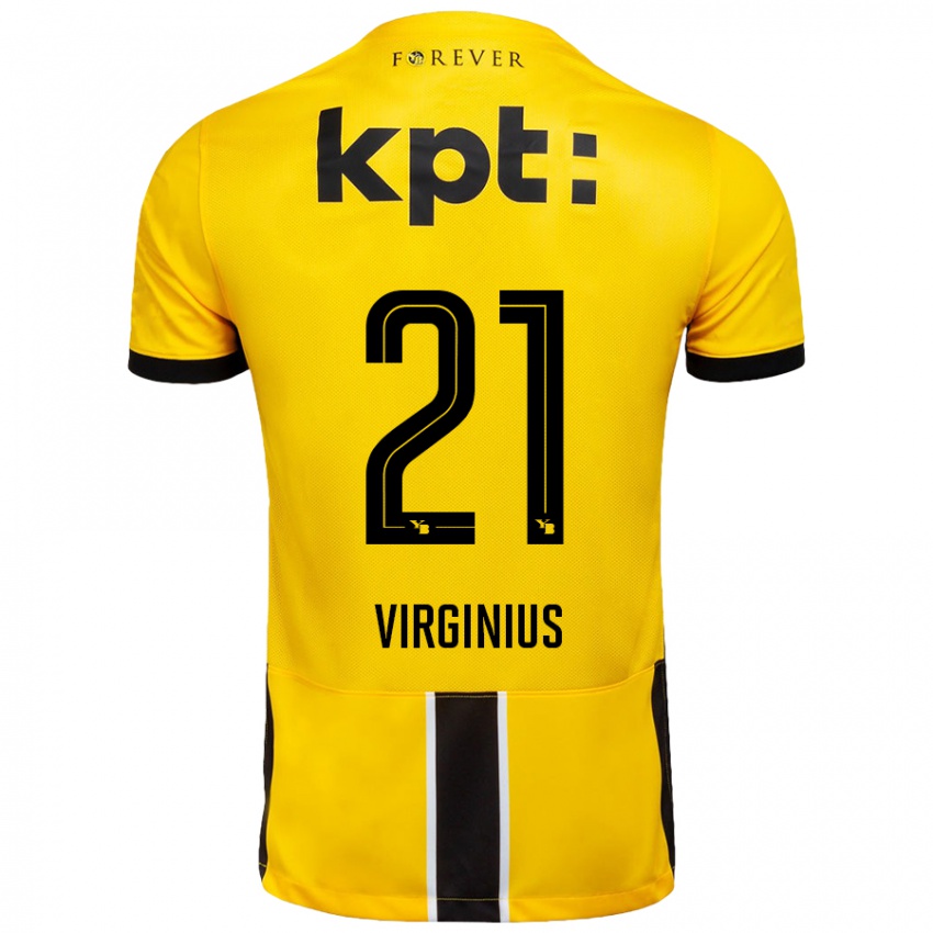 Niño Camiseta Alan Virginius #21 Amarillo Negro 1ª Equipación 2024/25 La Camisa México