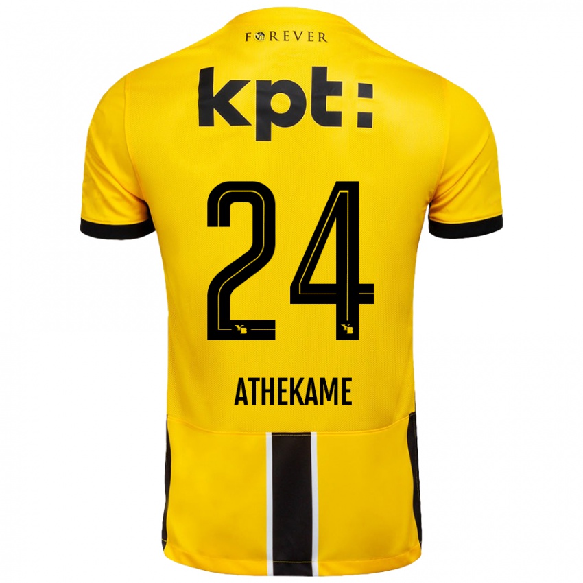 Niño Camiseta Zachary Athekame #24 Amarillo Negro 1ª Equipación 2024/25 La Camisa México