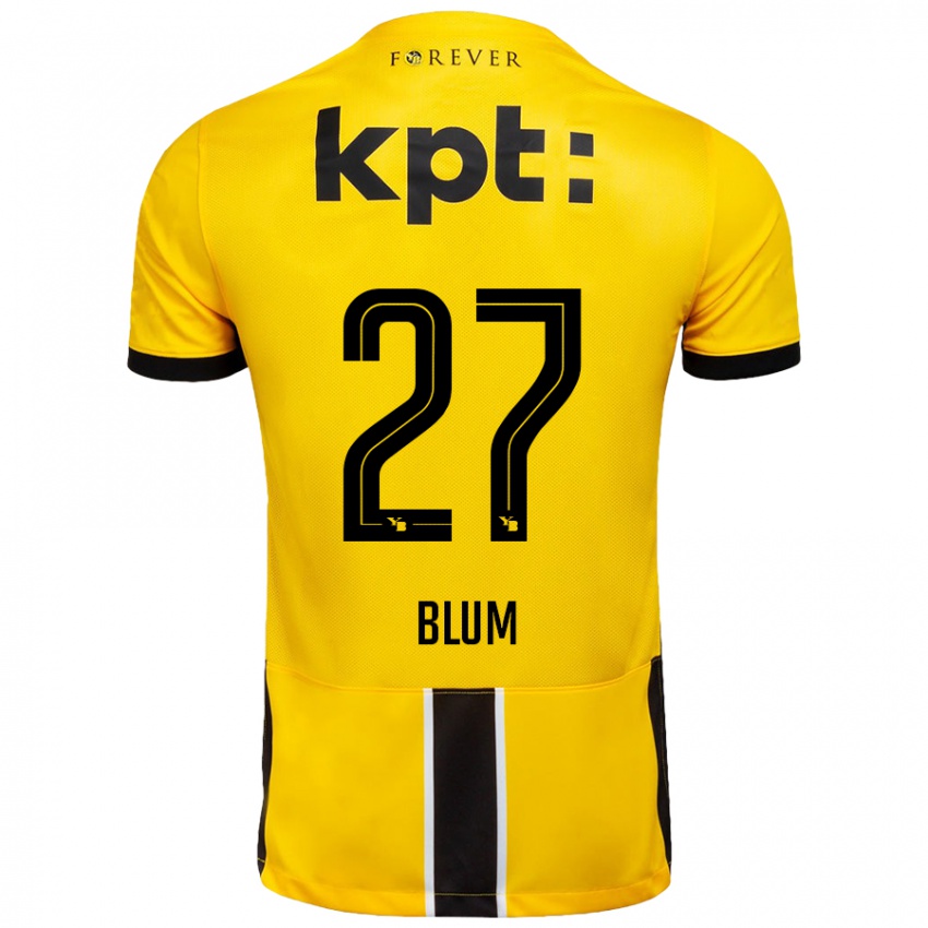 Niño Camiseta Lewin Blum #27 Amarillo Negro 1ª Equipación 2024/25 La Camisa México