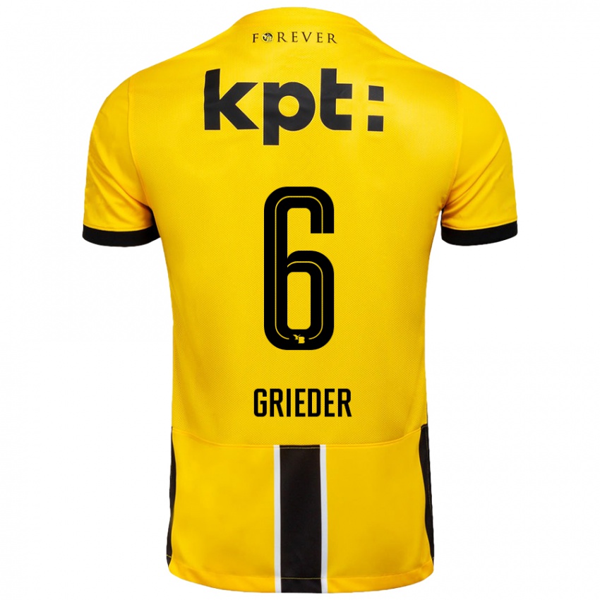 Niño Camiseta Lionel Grieder #6 Amarillo Negro 1ª Equipación 2024/25 La Camisa México