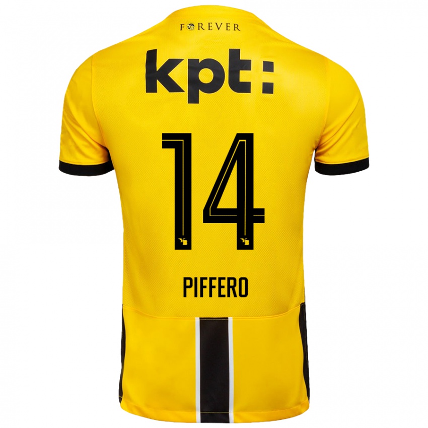 Niño Camiseta David Piffero #14 Amarillo Negro 1ª Equipación 2024/25 La Camisa México