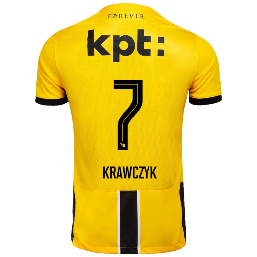 Niño Camiseta Caroline Krawczyk #7 Amarillo Negro 1ª Equipación 2024/25 La Camisa México