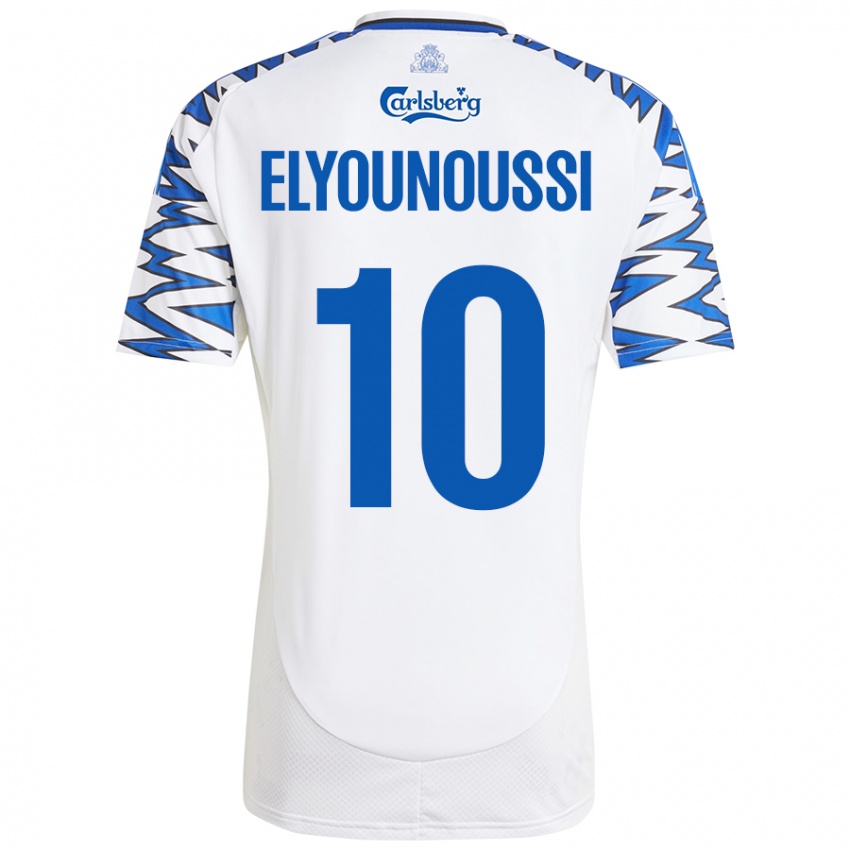 Niño Camiseta Mohamed Elyounoussi #10 Blanco Azul Cielo 1ª Equipación 2024/25 La Camisa México