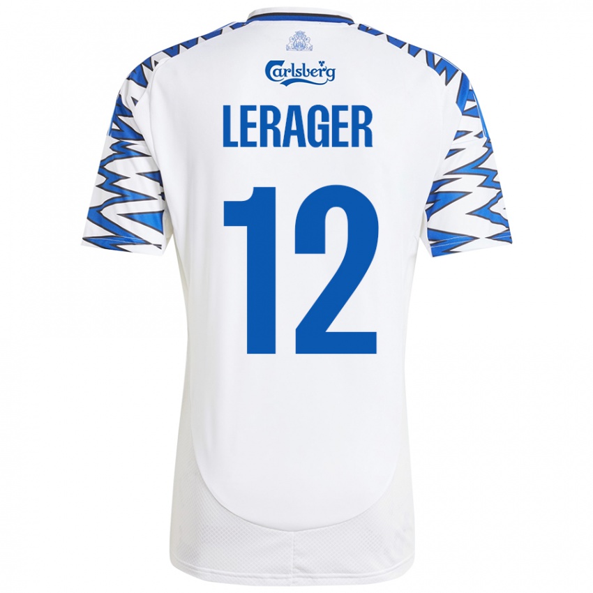 Niño Camiseta Lukas Lerager #12 Blanco Azul Cielo 1ª Equipación 2024/25 La Camisa México