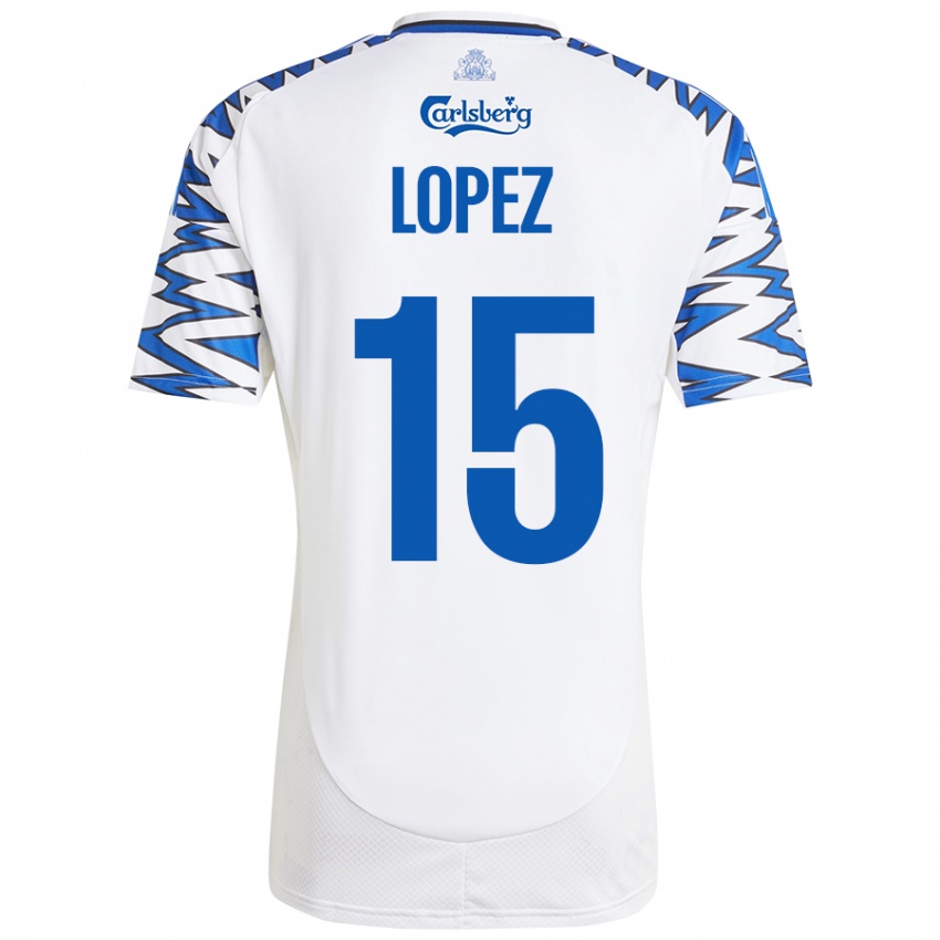 Niño Camiseta Marcos López #15 Blanco Azul Cielo 1ª Equipación 2024/25 La Camisa México