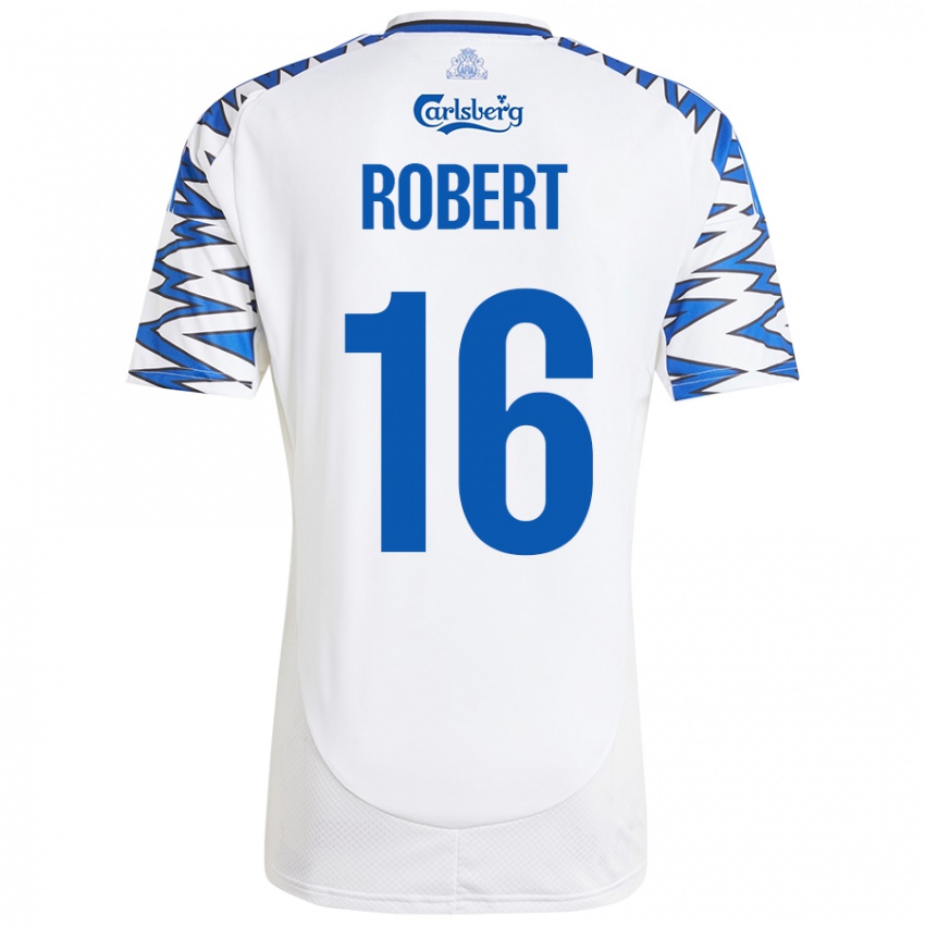 Niño Camiseta Robert #16 Blanco Azul Cielo 1ª Equipación 2024/25 La Camisa México