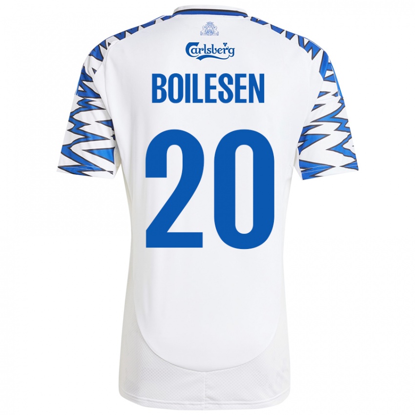 Niño Camiseta Nicolai Boilesen #20 Blanco Azul Cielo 1ª Equipación 2024/25 La Camisa México