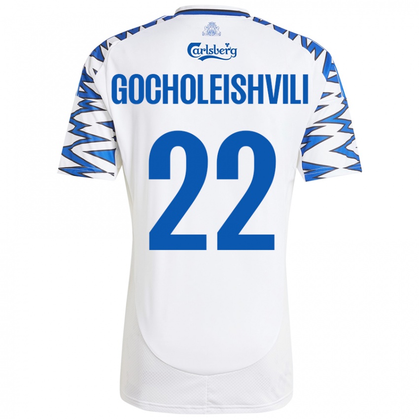 Niño Camiseta Giorgi Gocholeishvili #22 Blanco Azul Cielo 1ª Equipación 2024/25 La Camisa México