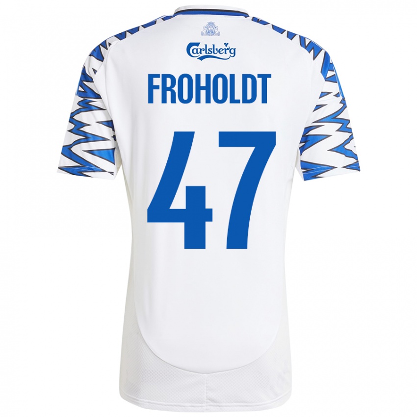 Niño Camiseta Victor Froholdt #47 Blanco Azul Cielo 1ª Equipación 2024/25 La Camisa México