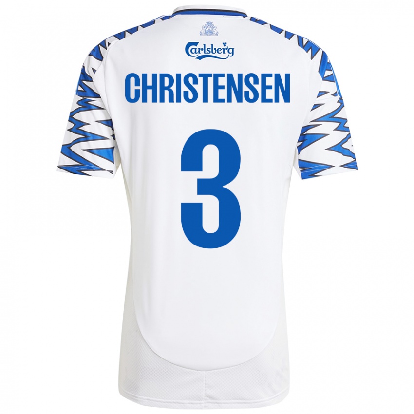 Niño Camiseta Sebastian Christensen #3 Blanco Azul Cielo 1ª Equipación 2024/25 La Camisa México