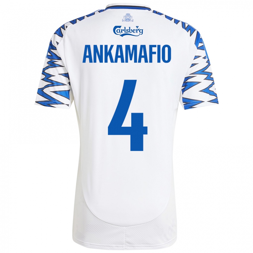 Niño Camiseta Graham Ankamafio #4 Blanco Azul Cielo 1ª Equipación 2024/25 La Camisa México