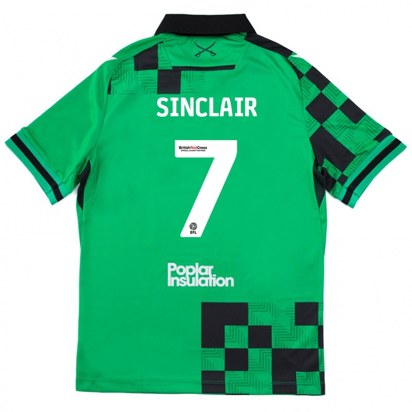 Niño Camiseta Scott Sinclair #7 Verde Negro 2ª Equipación 2024/25 La Camisa México