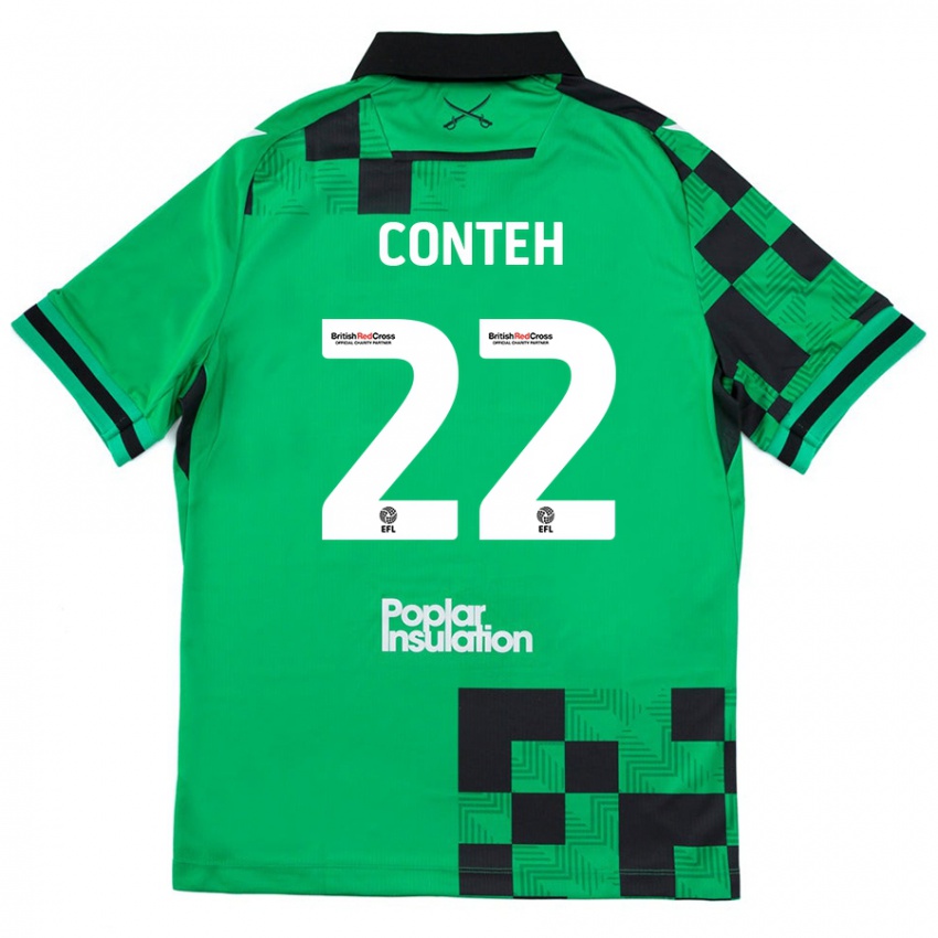 Niño Camiseta Kamil Conteh #22 Verde Negro 2ª Equipación 2024/25 La Camisa México