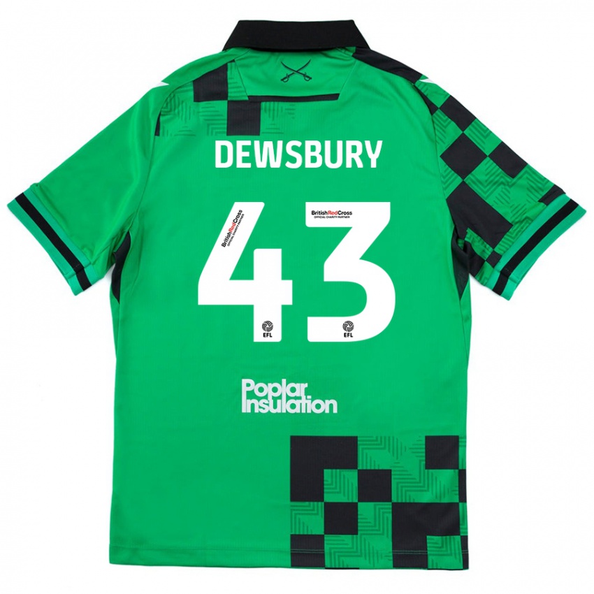 Niño Camiseta Ollie Dewsbury #43 Verde Negro 2ª Equipación 2024/25 La Camisa México