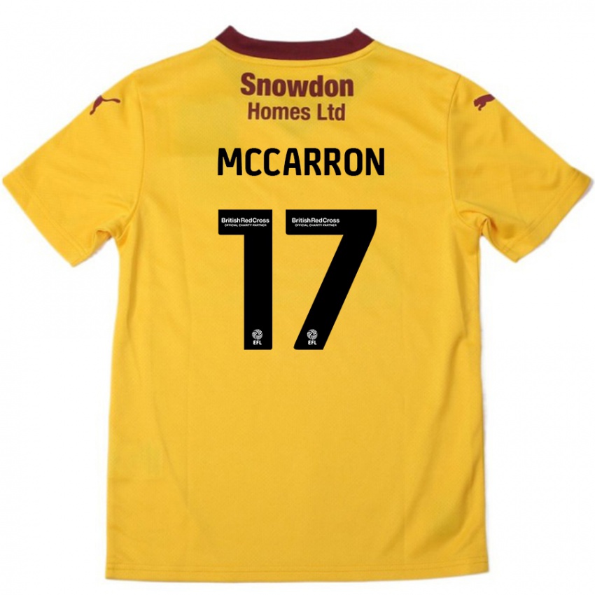 Niño Camiseta Liam Mccarron #17 Naranja Borgoña 2ª Equipación 2024/25 La Camisa México