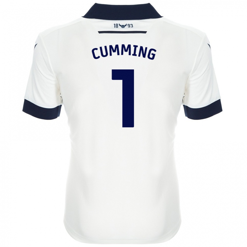 Niño Camiseta Jamie Cumming #1 Blanco Azul Marino 2ª Equipación 2024/25 La Camisa México