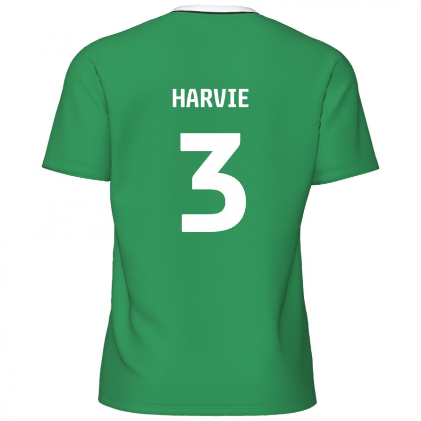 Niño Camiseta Daniel Harvie #3 Verde Rayas Blancas 2ª Equipación 2024/25 La Camisa México