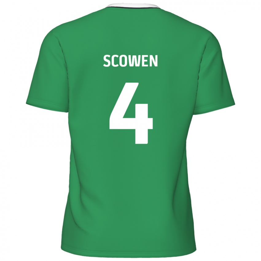 Niño Camiseta Josh Scowen #4 Verde Rayas Blancas 2ª Equipación 2024/25 La Camisa México