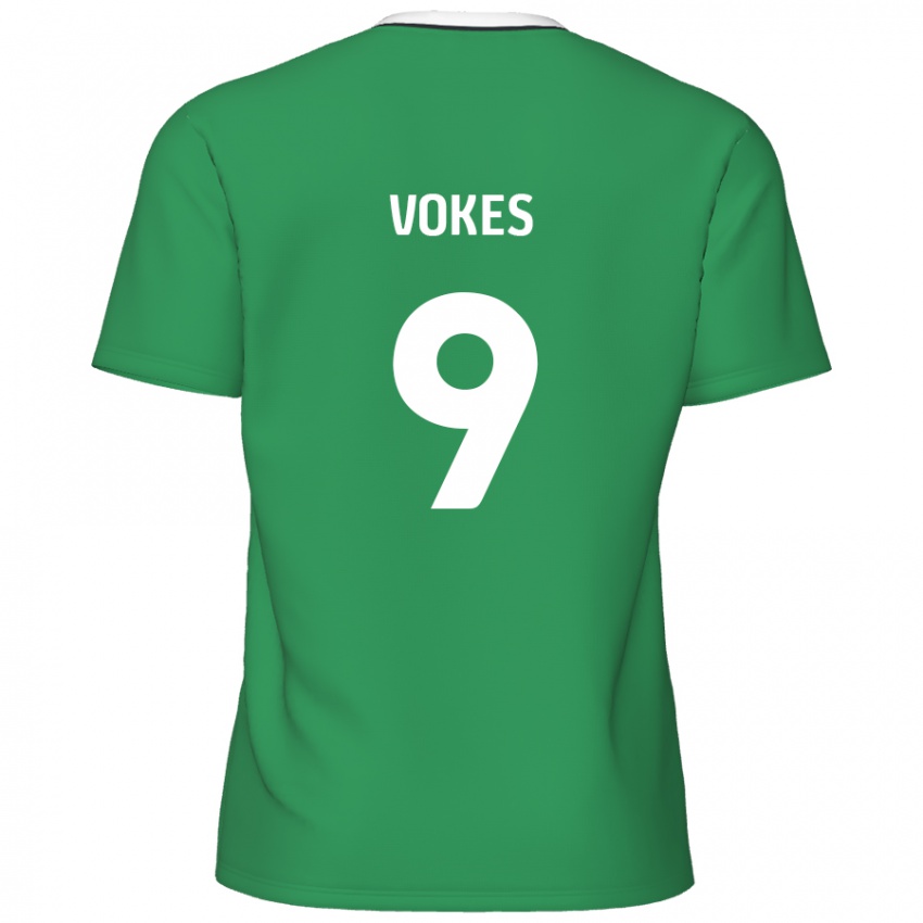 Niño Camiseta Sam Vokes #9 Verde Rayas Blancas 2ª Equipación 2024/25 La Camisa México