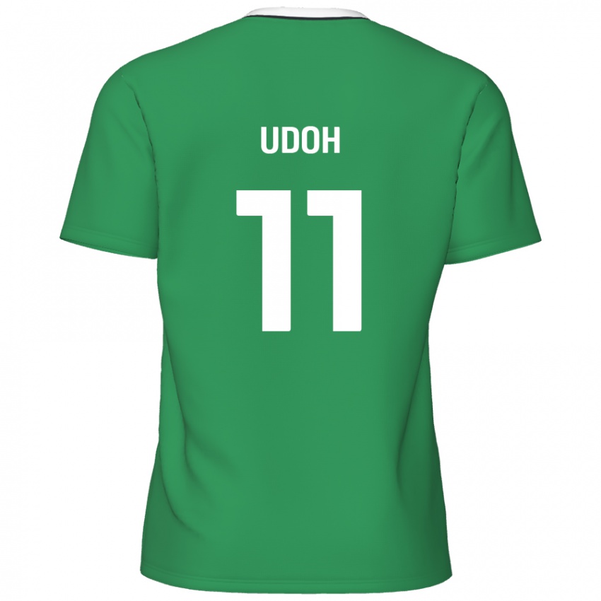 Niño Camiseta Daniel Udoh #11 Verde Rayas Blancas 2ª Equipación 2024/25 La Camisa México