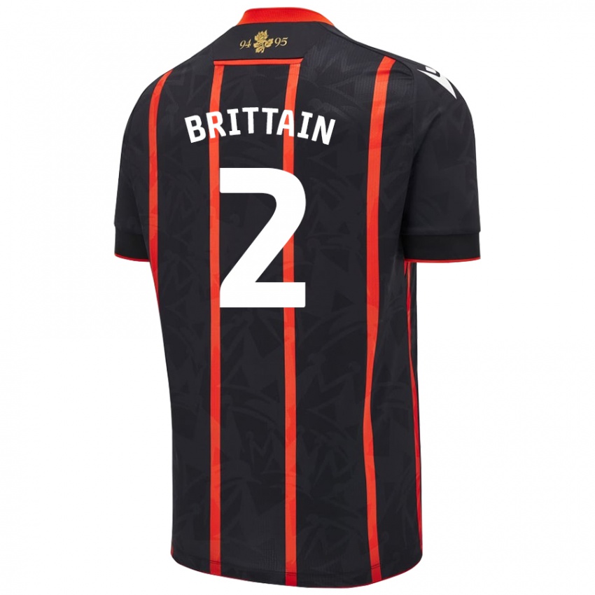 Niño Camiseta Callum Brittain #2 Negro Rojo 2ª Equipación 2024/25 La Camisa México