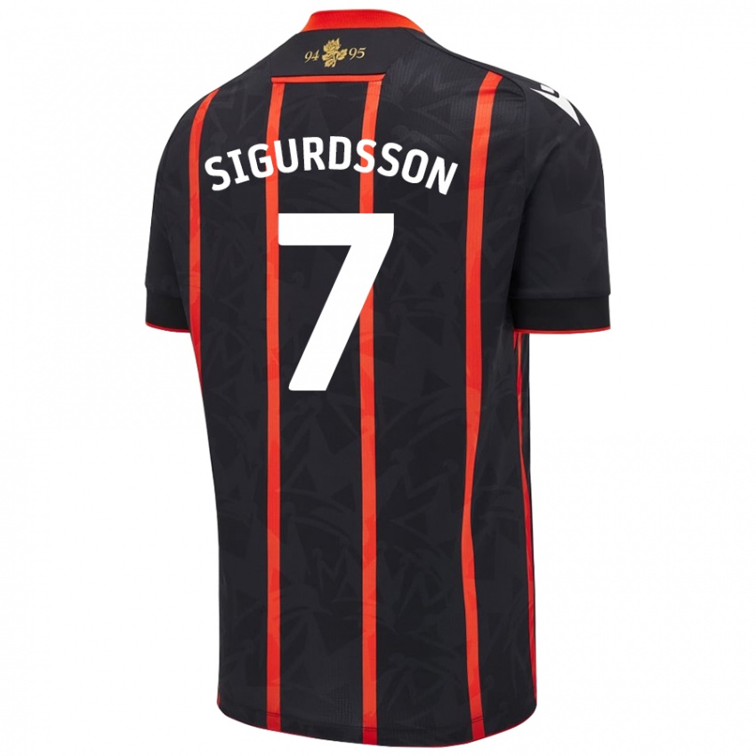 Niño Camiseta Arnór Sigurdsson #7 Negro Rojo 2ª Equipación 2024/25 La Camisa México