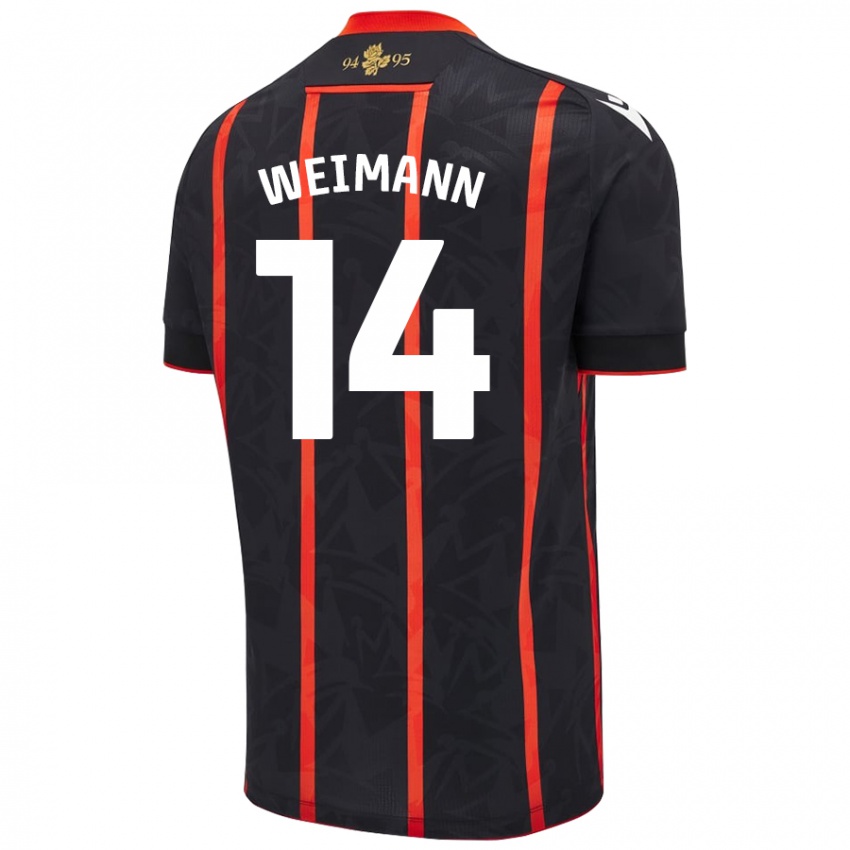 Niño Camiseta Andreas Weimann #14 Negro Rojo 2ª Equipación 2024/25 La Camisa México