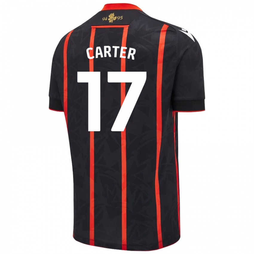 Niño Camiseta Hayden Carter #17 Negro Rojo 2ª Equipación 2024/25 La Camisa México