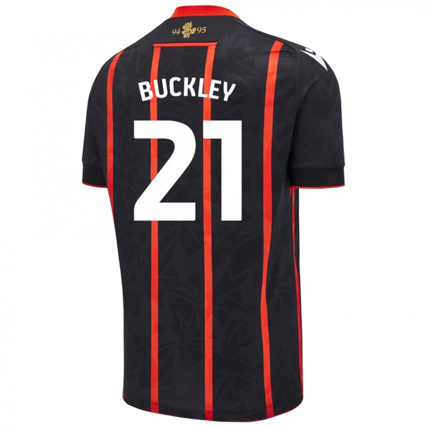 Niño Camiseta John Buckley #21 Negro Rojo 2ª Equipación 2024/25 La Camisa México