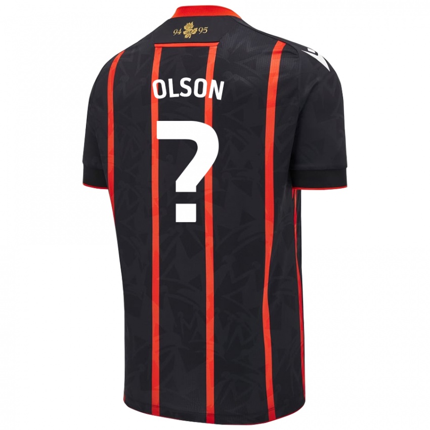 Niño Camiseta Charlie Olson #0 Negro Rojo 2ª Equipación 2024/25 La Camisa México